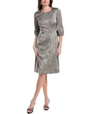 Rene Ruiz 3/4-Puff Sleeves Floral A-Line Dress - Grey