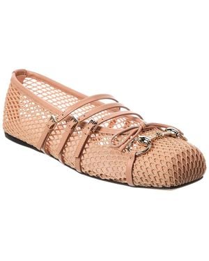Gucci Horsebit Mesh & Leather Ballet Flat - Pink