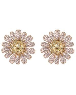 Eye Candy LA Luxe Collection 18K Plated Daisy Studs - White