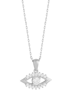 Glaze Jewelry Silver Cz Evil Eye Necklace - White