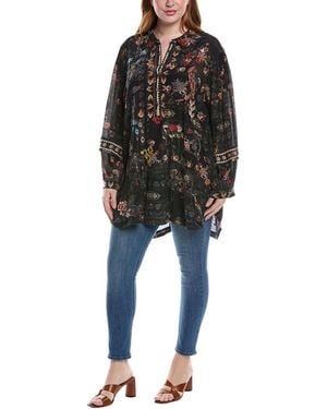 Johnny Was Plus Aggie Silk Tunic - Black