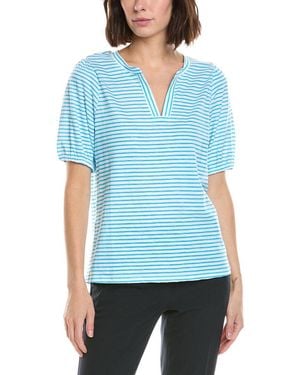 Stella Parker Caroline Notch Neck Puff Sleeve Top - Blue