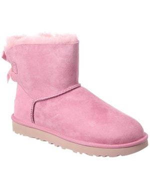 UGG Mini Bailey Bow Ii Suede & Shearling Boot - Pink