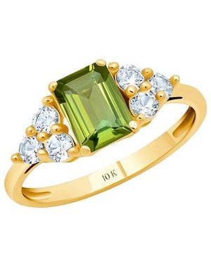 MaxColor 10K 0.80 Ct. Tw. Peridot Halo Ring - Multicolour