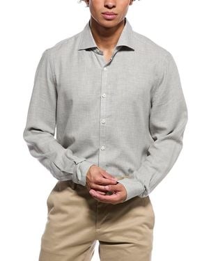 Isaia Mix Cashmere-Blend Sport Shirt - Grey