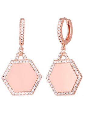 Sphera Milano 14k Rose Gold Vermeil Cz Huggie Hoops - Pink