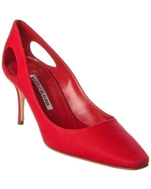 Manolo Blahnik Toplaca 70 Linen Pump - Red