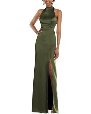 Lovely High Neck Backless Maxi Dress - Green