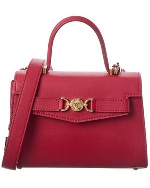 Versace Medusa Small Leather Satchel - Red