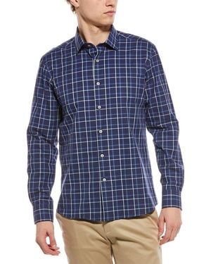 Scott Barber Canclini Compact Twill Plaid Shirt - Blue