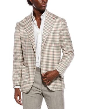 Isaia Wool, Silk, & Linen-Blend Blazer - Grey