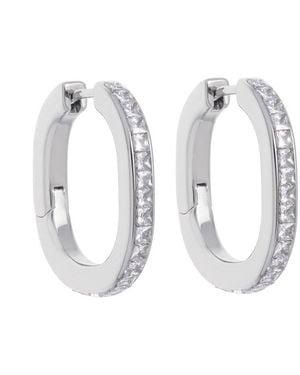 Reiss Mia Cz Modern Crystal Hoop Earrings - White