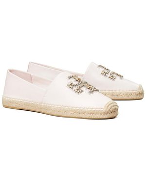 Tory Burch Embellished Espadrille Leather Espadrille - White