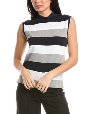 St. John Candy Stripe Turtleneck Sweater - Gray