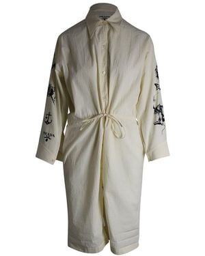 Prada Printed Chambray-Canvas Jumpsuit, Size It, (Authentic Pre-Loved) - Grey