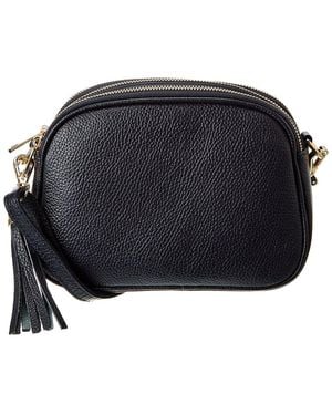 Italian Leather Crossbody - Black