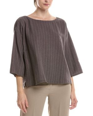 Eileen Fisher Bateau Neck Box Top - Grey