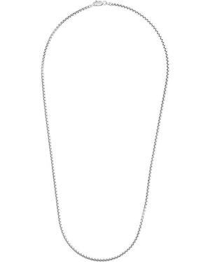 Italian Silver Round Box Chain Necklace - Blue