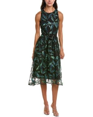 Tahari Printed Midi Dress - Green