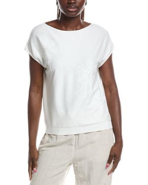 Joseph Ribkoff Embroidered Sequin Blouse - White