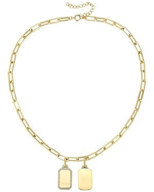 Rachel Glauber 14k Plated Cz Double Dog Tag Necklace - Metallic