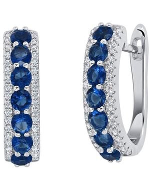 MaxColor 3.00 Ct. Tw. Lab-Grown Sapphire Cz Hoop Earrings - Blue