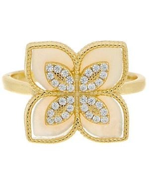 Meshmerise 18K Over Pearl Cz Ring - White