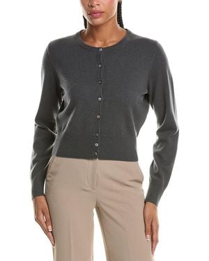 N.Peal Cashmere Ivy Cropped 100% Cashmere Cardigan - Grey