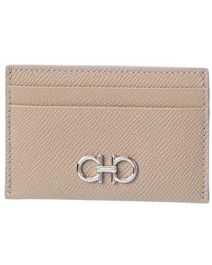 Ferragamo Gancini Leather Card Holder - Natural