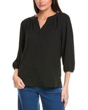 Jones New York Notch Neck Popover - Black