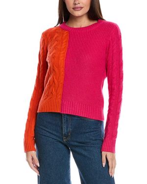 Isla Scarlett Patchwork Cable Cashmere Sweater - Red