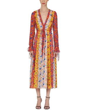 Carolina Herrera V-Neck Midi Dress - Red