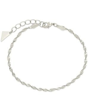 Sterling Forever Rhodium Plated Blakely Twisted Herringbone Chain Bracelet - White