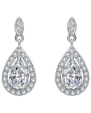 Genevive Jewelry Silver Cz Earrings - White