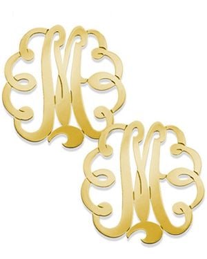 Jane Basch 22k Over Silver Swirly Script Initial Studs(a-z) - Metallic