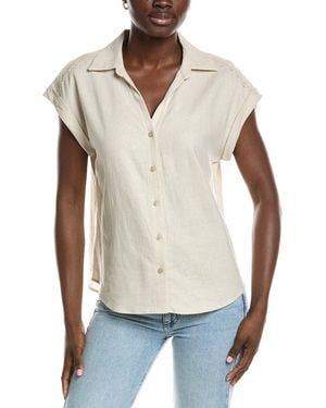 Jones New York Classic Linen-Blend Blouse - Blue