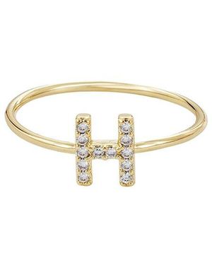 Adornia 14K Plated Cz Initial Ring - White