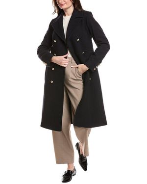 Kenneth Cole New York Chevron Textured Wool-Blend Military Coat - Black