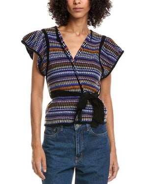 Ba&sh Gilet Wool-Blend Wrap Top - Blue