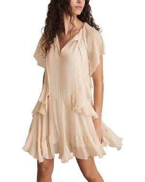 Reiss Lexie Short Ruffle Flippy Dress - Natural