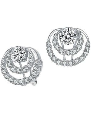 Genevive Jewelry Silver Cz Drop Earrings - White