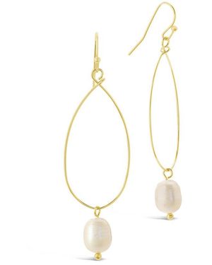 Sterling Forever 14k Plated 10mm Pearl Teardrop Dangle Earrings - White