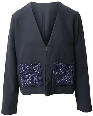 Chloé Sequined Pocket Detail Blazer, Size Fr, (Authentic Pre-Loved) - Blue