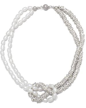 Adornia Plated Pearl Necklace - Metallic