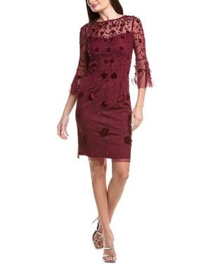 Adrianna Papell Bead Velvet Sheath Dress - Red