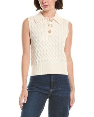 FRAME The Cable Knit Polo Vest - Blue