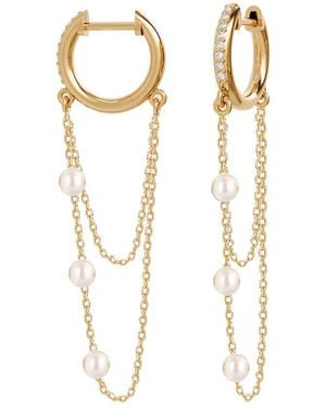Gabi Rielle 14K Over Pearl Cz Huggie Hoops - White