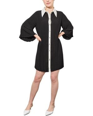 Ming Wang Mini Crepe De Chine Shift Dress - Black