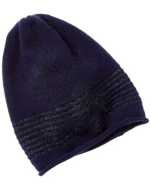 Portolano Slouchy Lurex Stripes Cashmere Hat - Blue