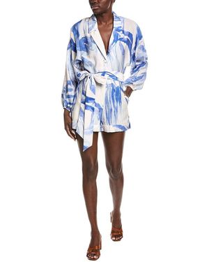 Gracia Belted Romper - Blue